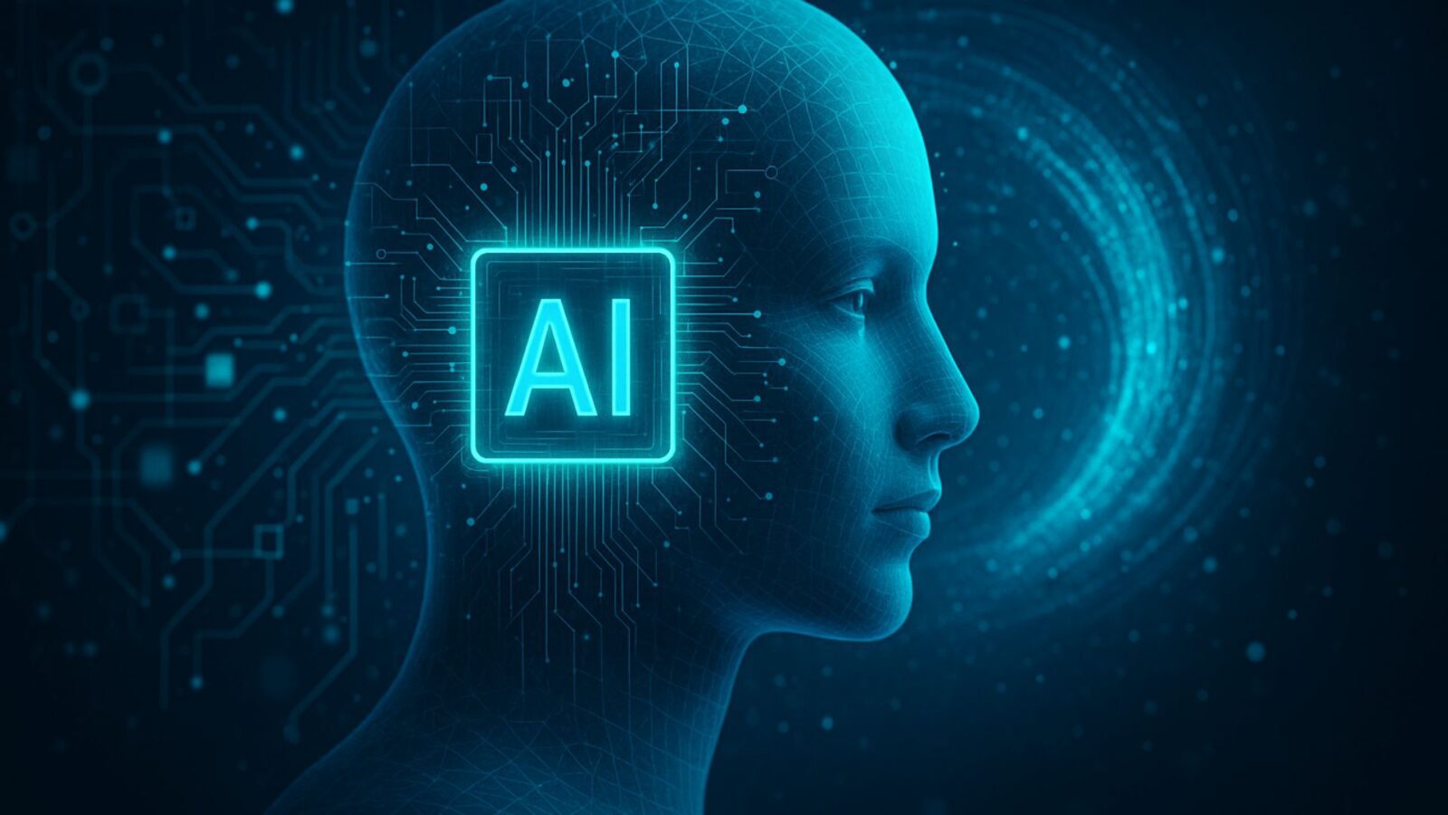 uma imagem de pessoa virtual com a sigla IA