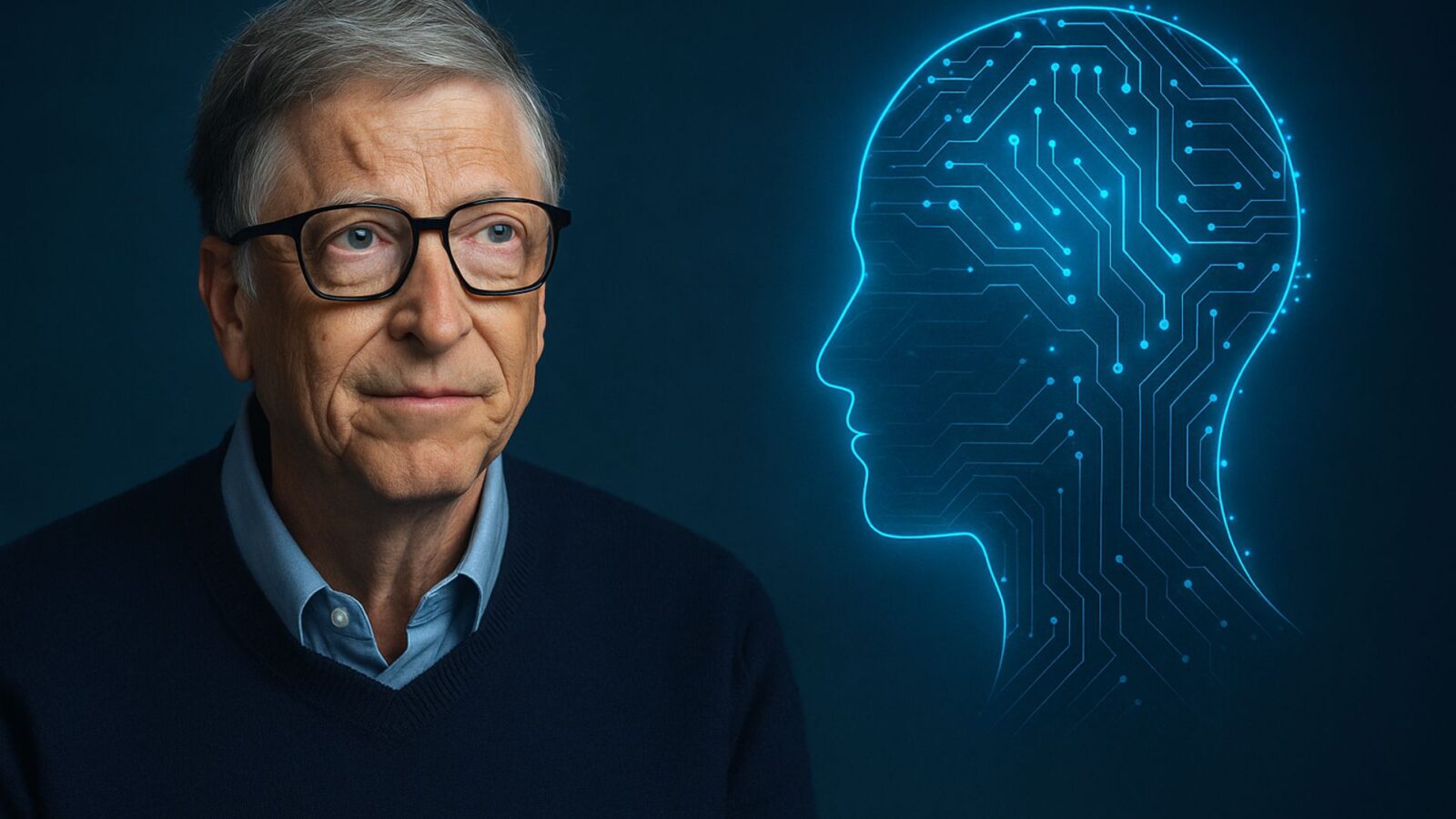 Bill gates com uma pessoa virtual.