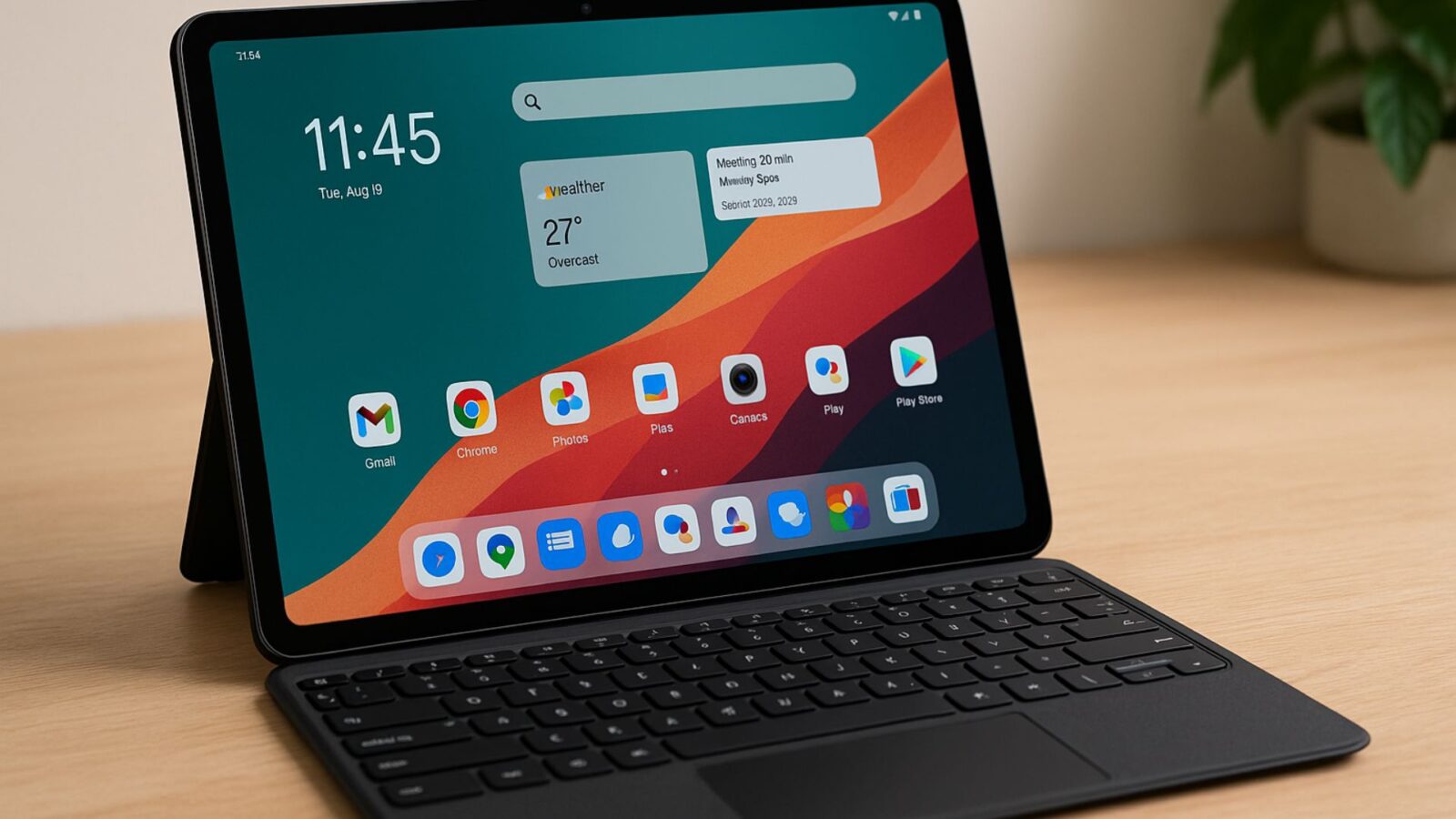 One plus pad 2 aberto em cima da mesa.