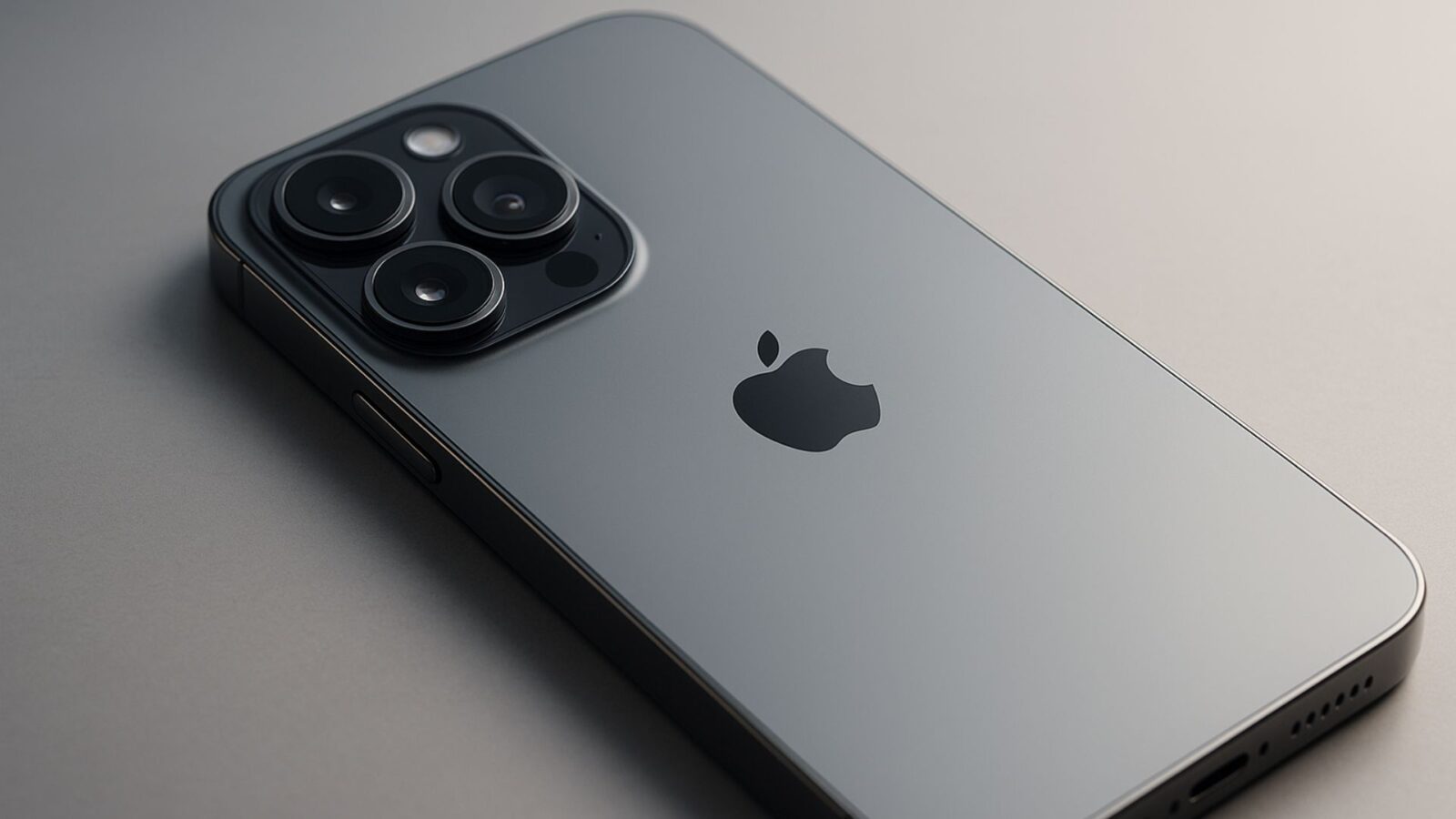 iPhone 16 Pro Max cinza em cima da mesa